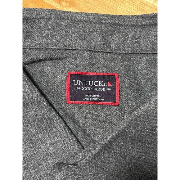 UNTUCKit Flannel Shirt Mens 3XL XXXL Grey Long Sleeve Button Down Pocket EUC - Picture 3 of 5